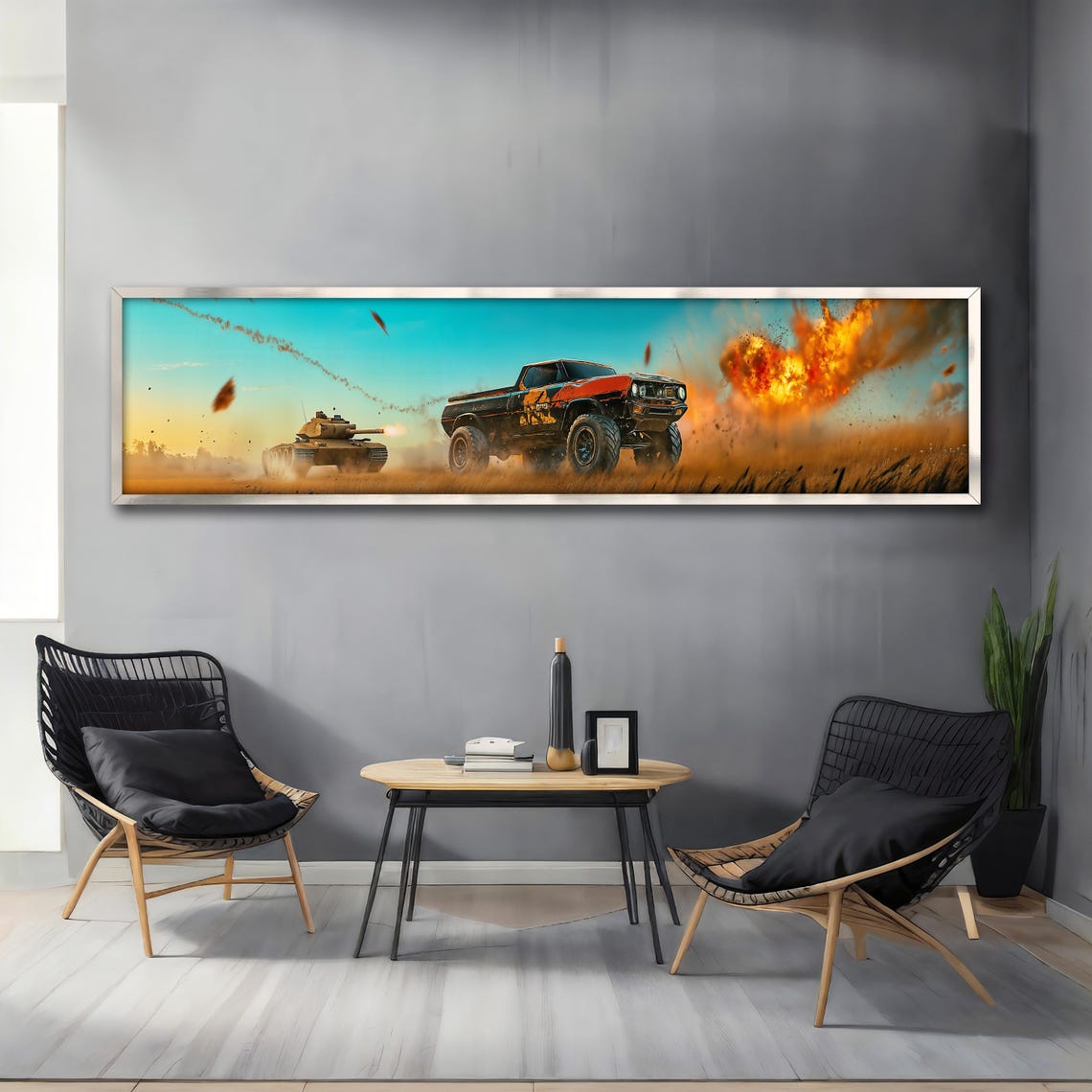 Racing Truck Tank Explosion Panoramic Action Scene Wall Poster - Image 4