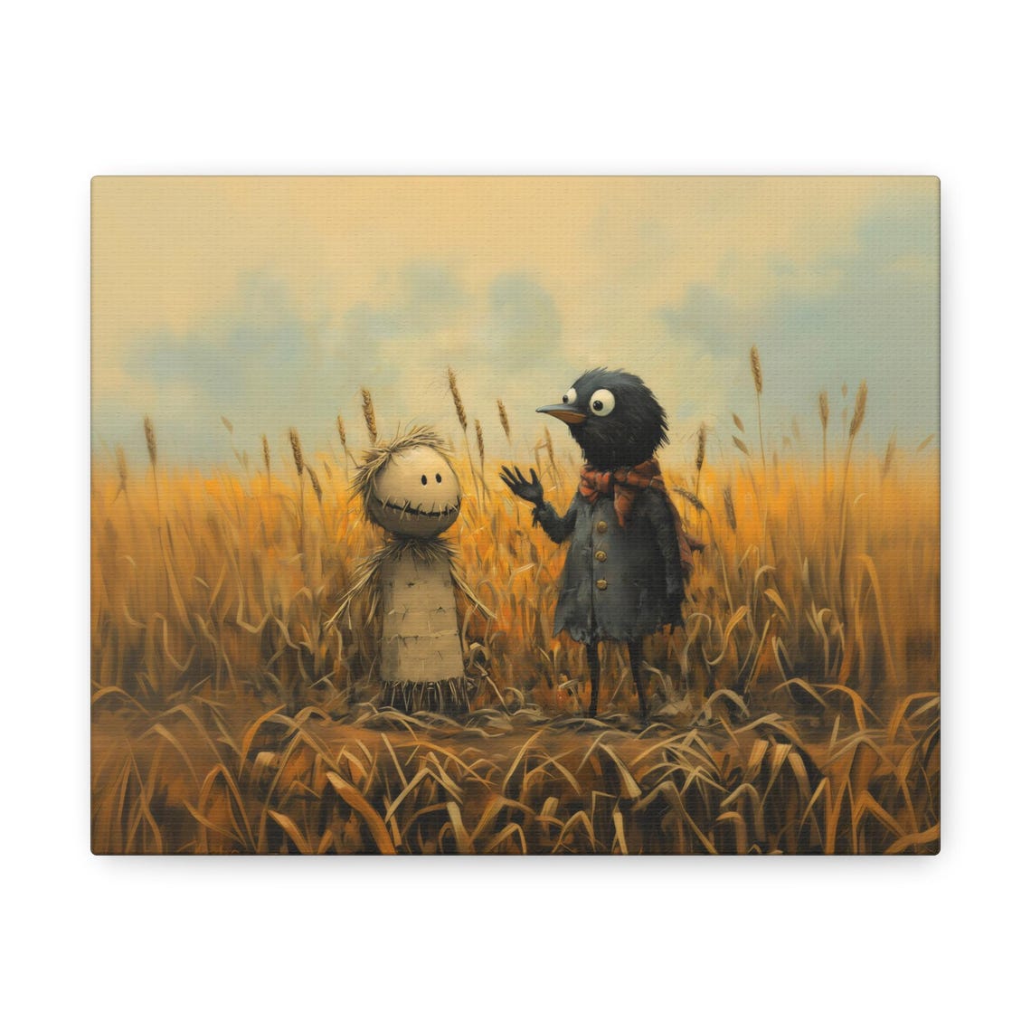 Little Scarecrow Crow Golden Wheat Field Cute Fall Harvest Poster - Image 3