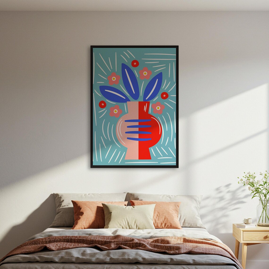 Abstract Vase And Flowers, Modern Floral Poster