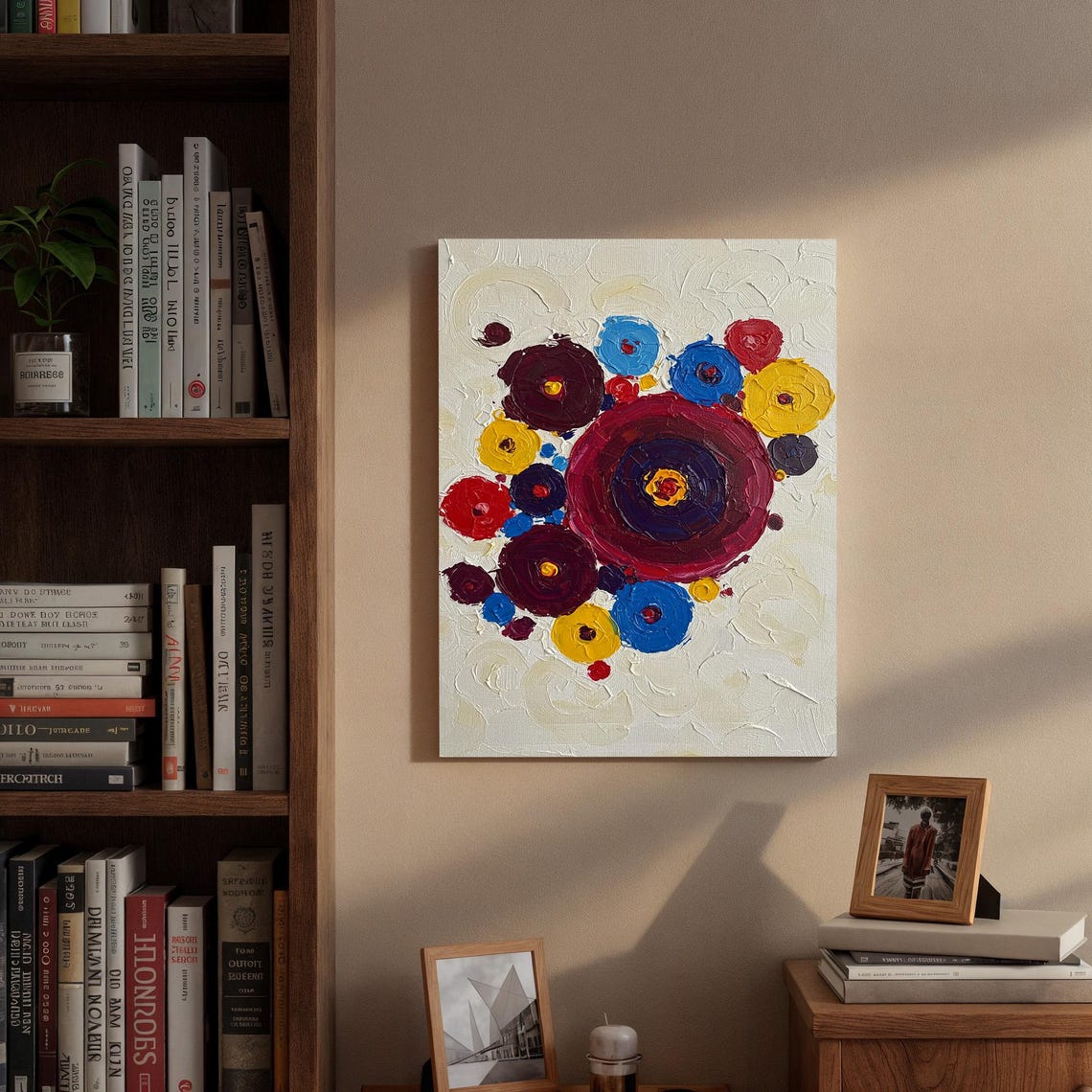 Colorful Dots Circles Impasto Geometric Bold Modern Art Poster - Image 3
