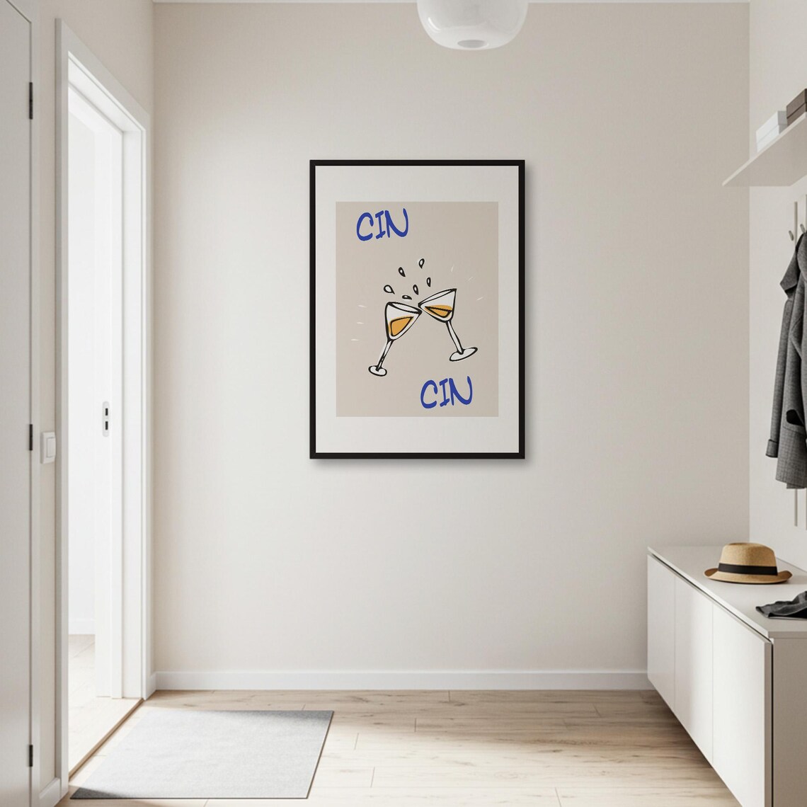 Cin Cin Cheers Quote, Minimalist Bar Cart Decor - Image 2