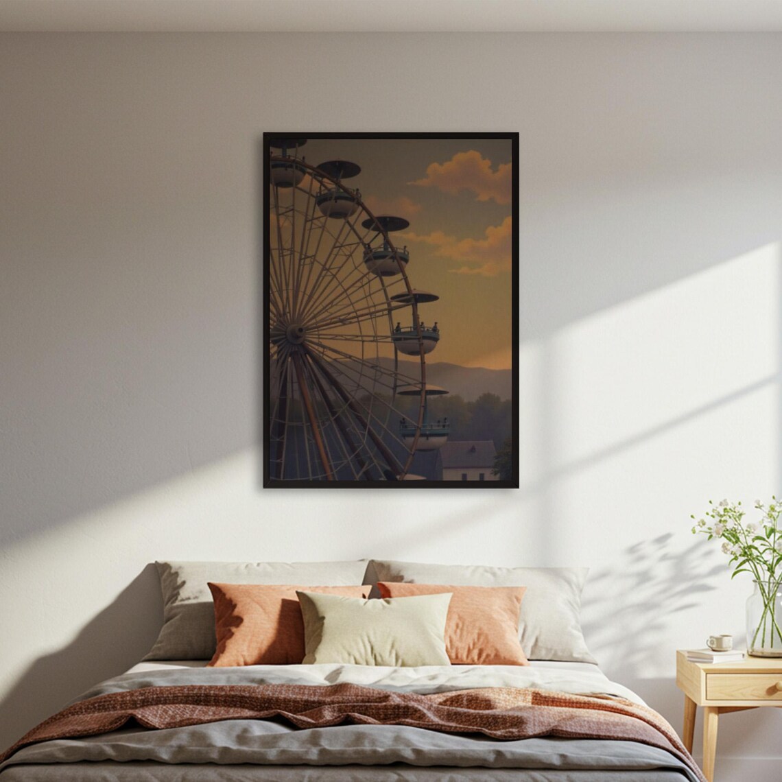 Vintage Ferris Wheel Retro Amusement Park Poster