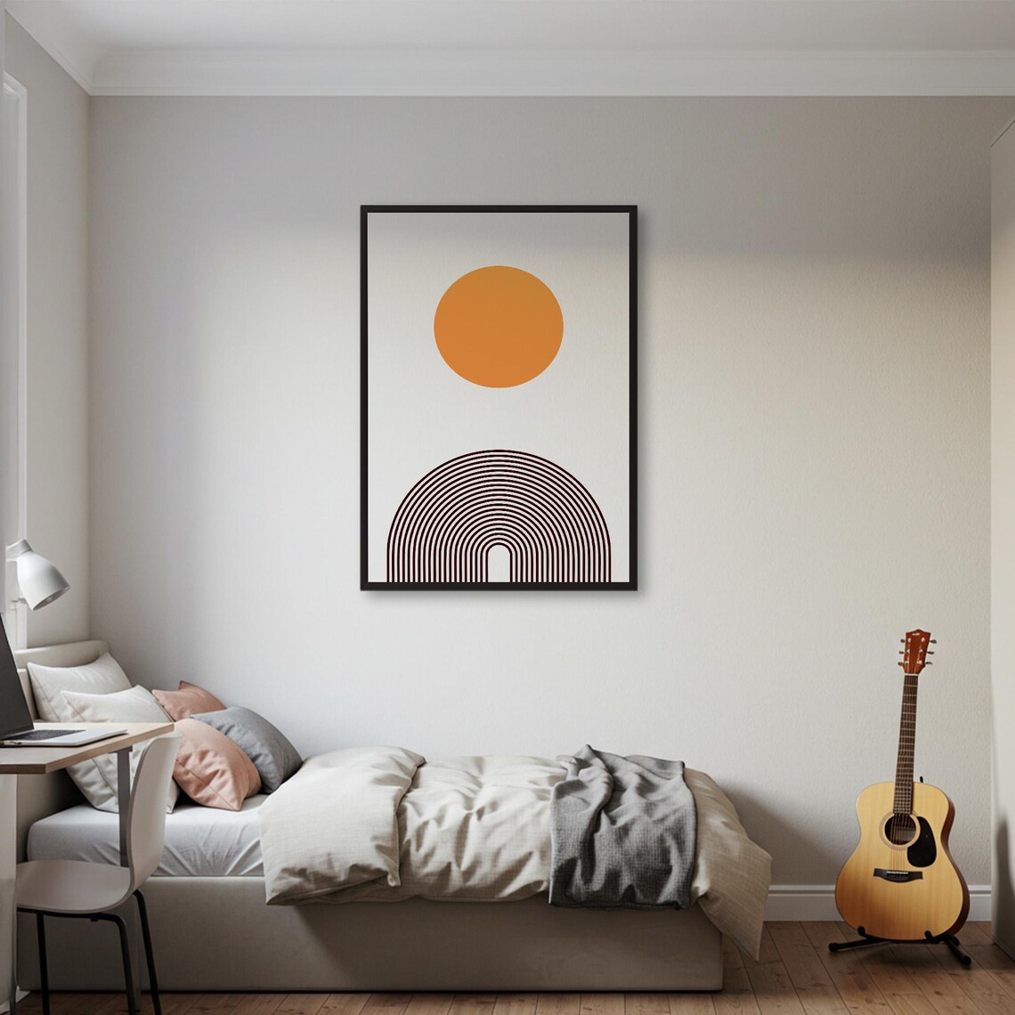 Abstract Sun Rainbow, Minimalist Geometric Art - Image 2