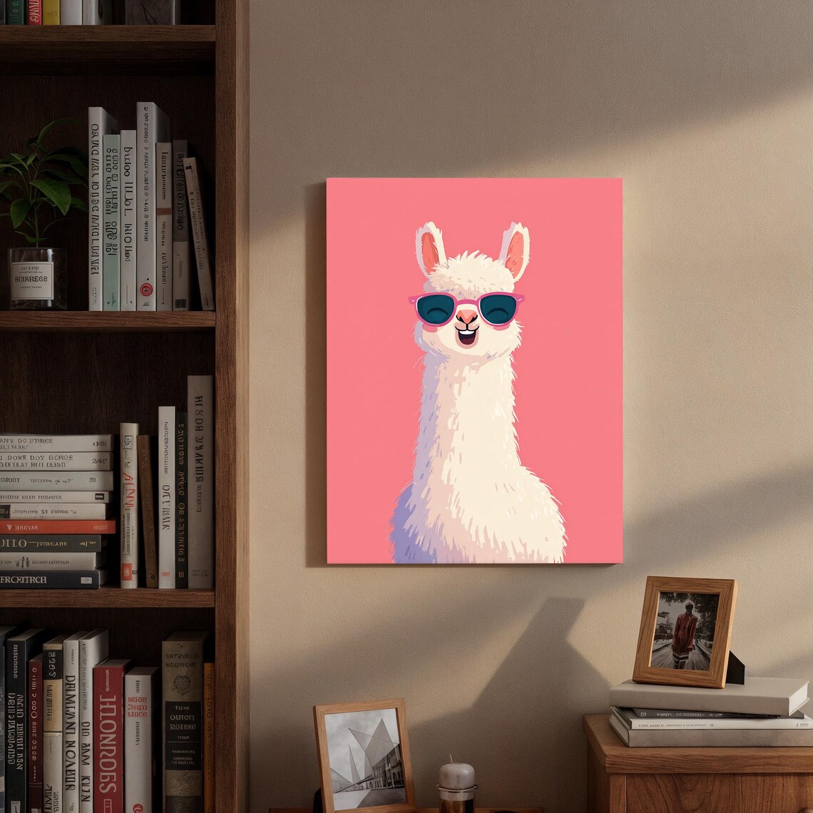 Smiling Llama Wearing Pink Sunglasses Pop Art Funny Animal Portrait Poster - Image 2