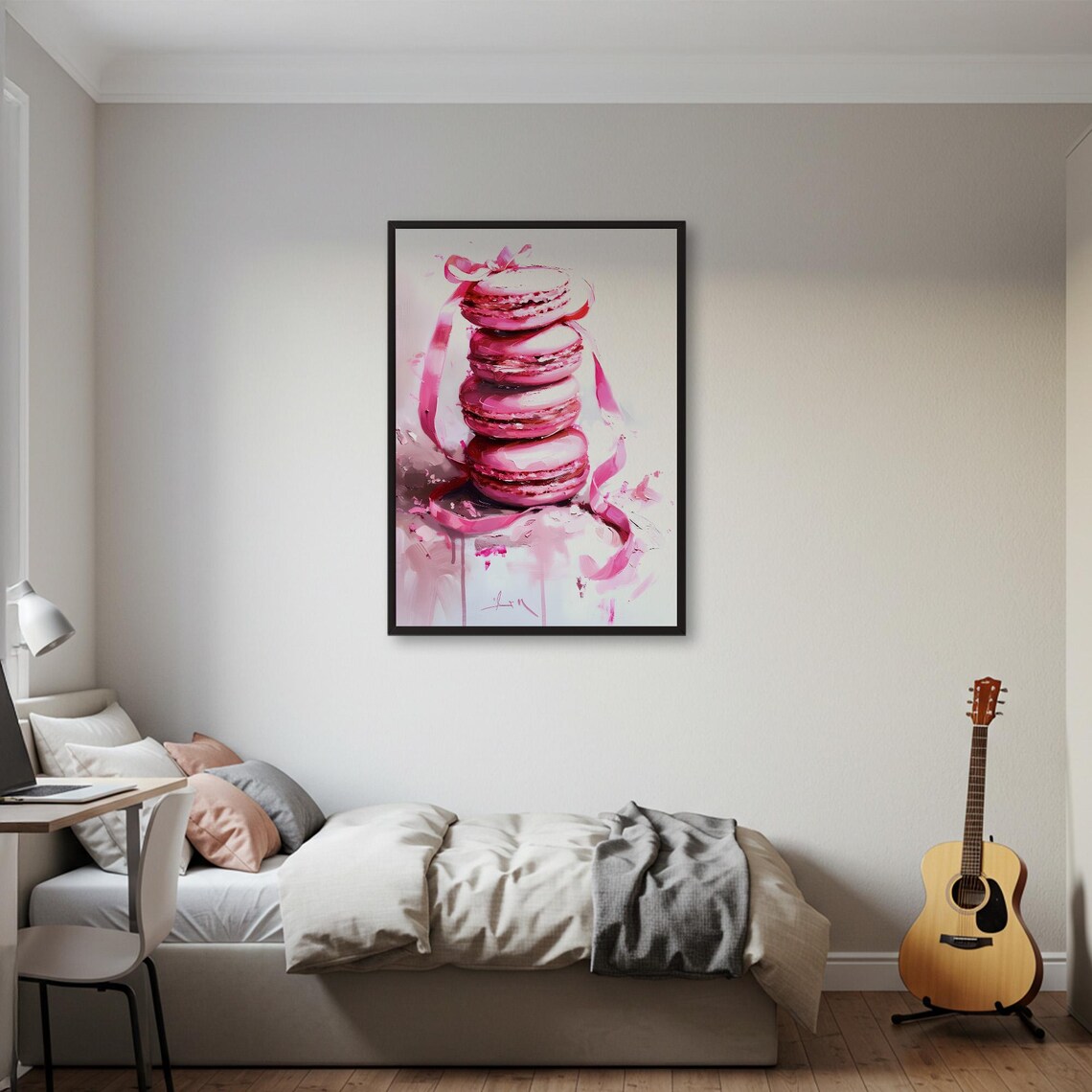 Pink Macarons Poster, Sweet Dessert Illustration - Image 2