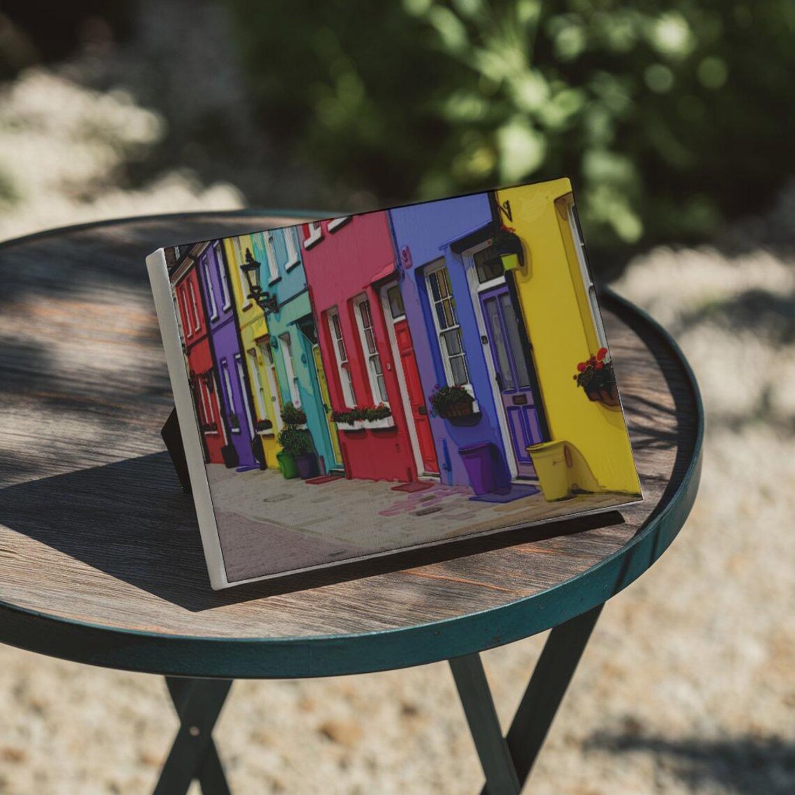 Colorful Rainbow Houses Vibrant Painted Street City Photo Poster - Image 2