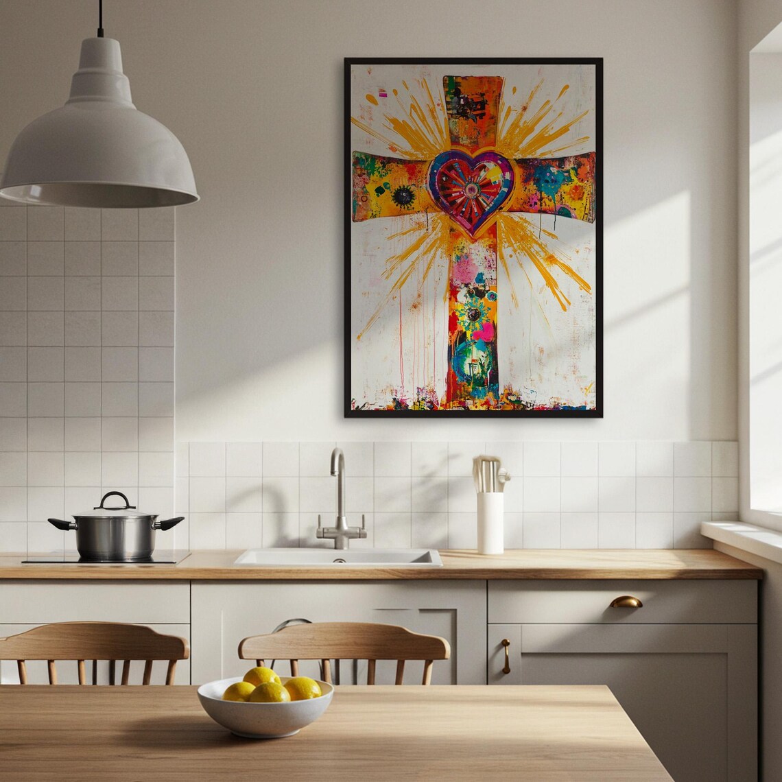 Colorful Abstract Cross, Modern Christian Poster - Image 3