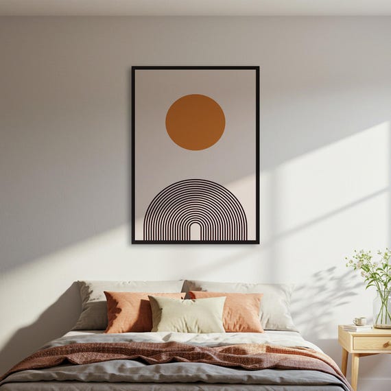 Abstract Sun Rainbow, Minimalist Geometric Art