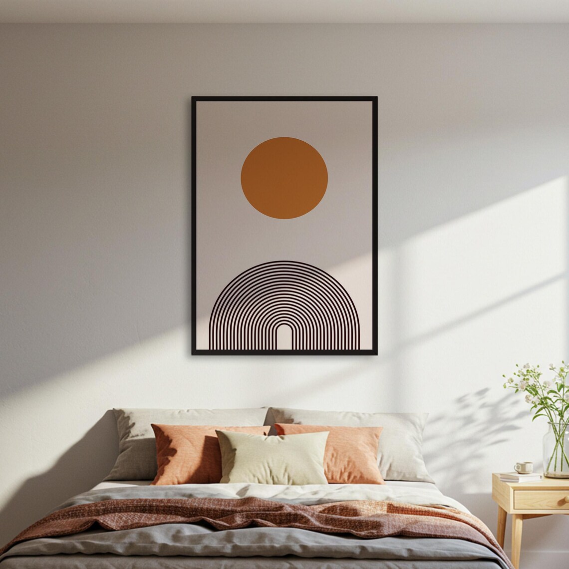 Abstract Sun Rainbow, Minimalist Geometric Art