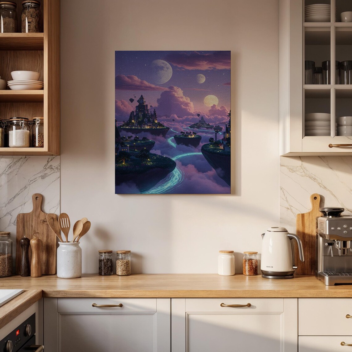 Floating Castle Islands Purple Night Sky Fantasy Realm Poster - Image 2