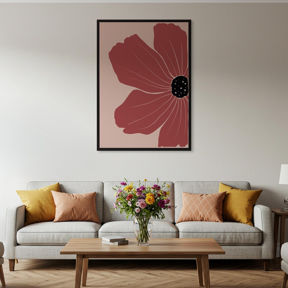 Abstract Red Flower, Modern Minimalist Art Print - Image 4