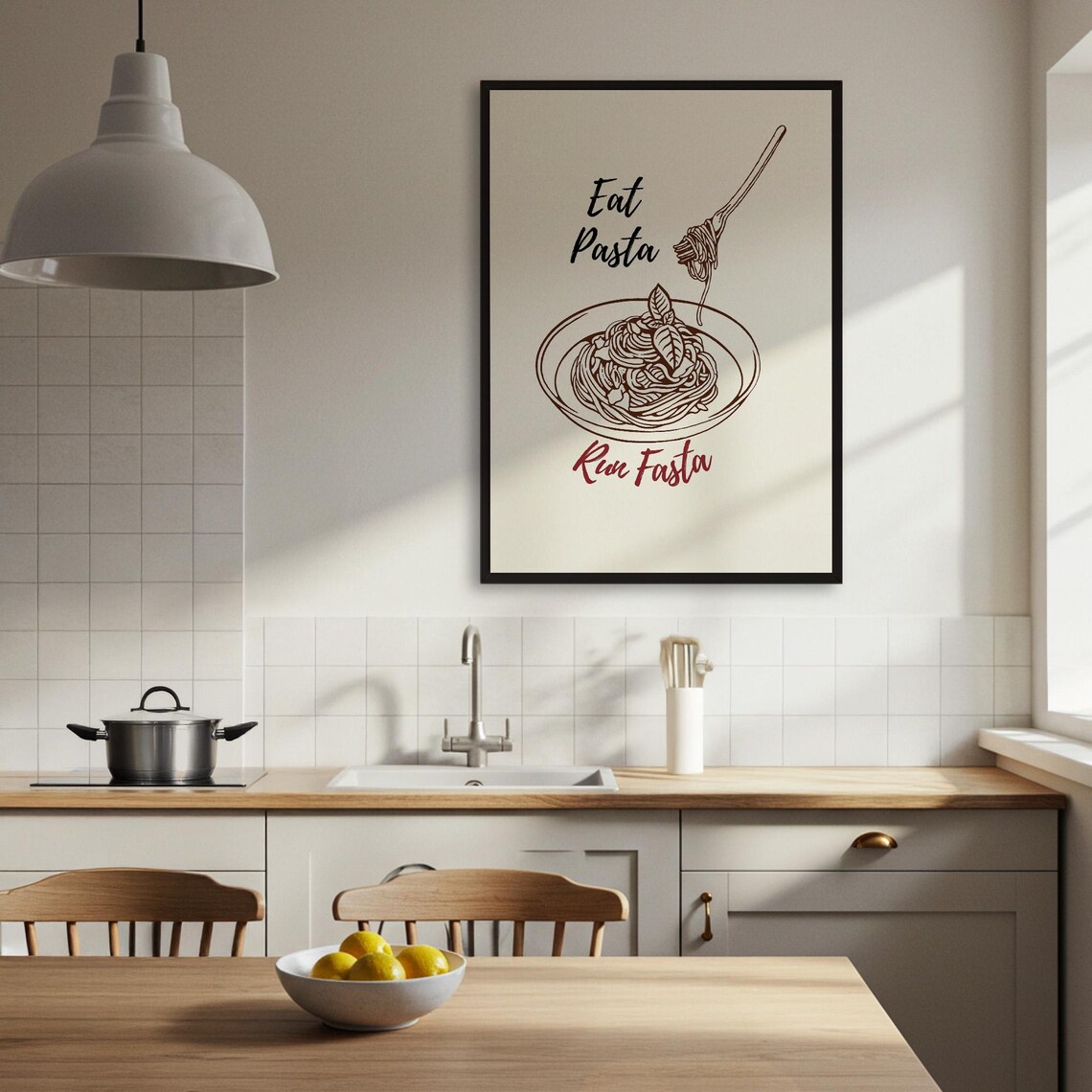 Eat Pasta Run Fasta, Funny Kitchen Quote Art Print - Image 3