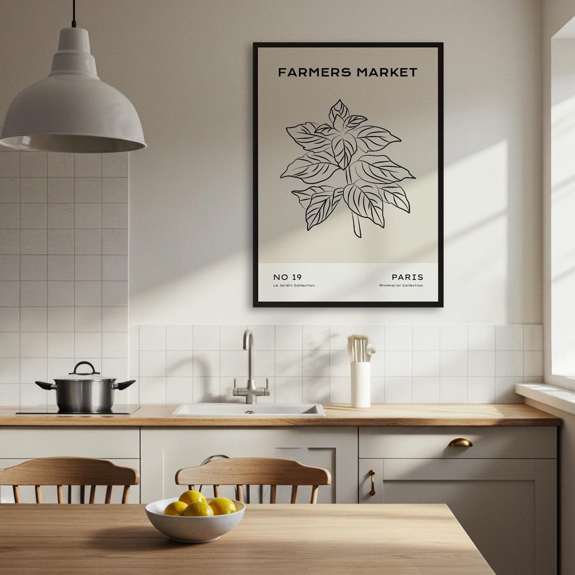 Farmers Market Paris Basil Line Art Minimalist Botanical Poster - Image 4