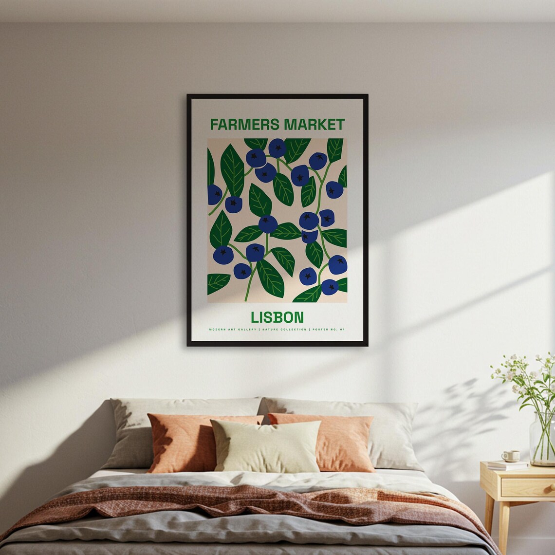 Farmers Market Lisbon Blueberry Botanical Nature Kitchen Art Poster