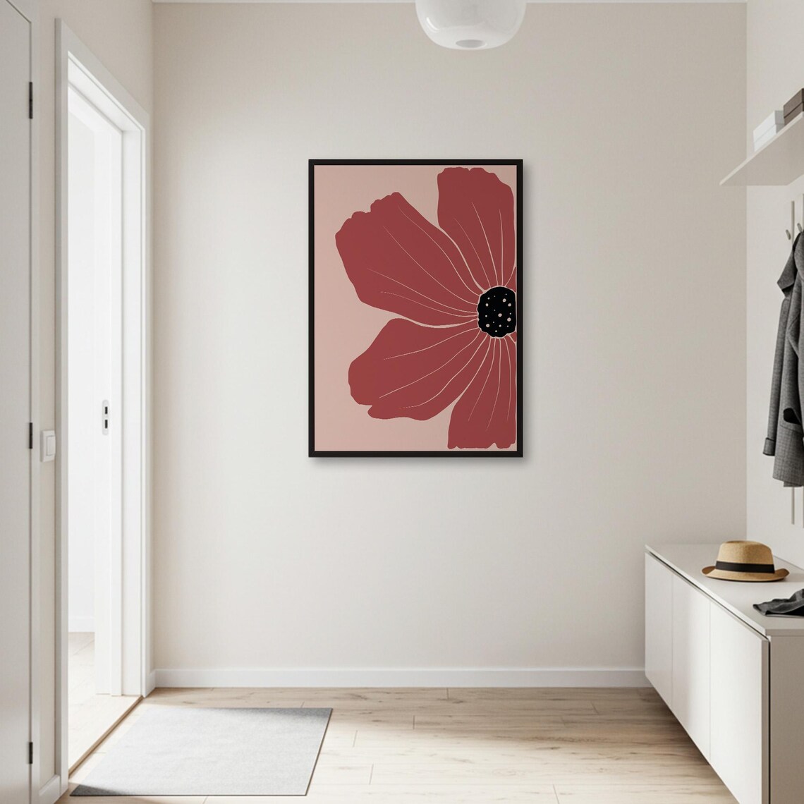 Abstract Red Flower, Modern Minimalist Art Print - Image 2