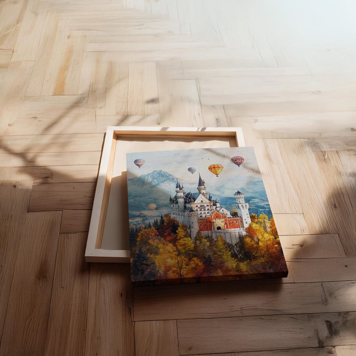 Fairytale Castle With Hot Air Balloons Magical Autumn Poster - Image 2