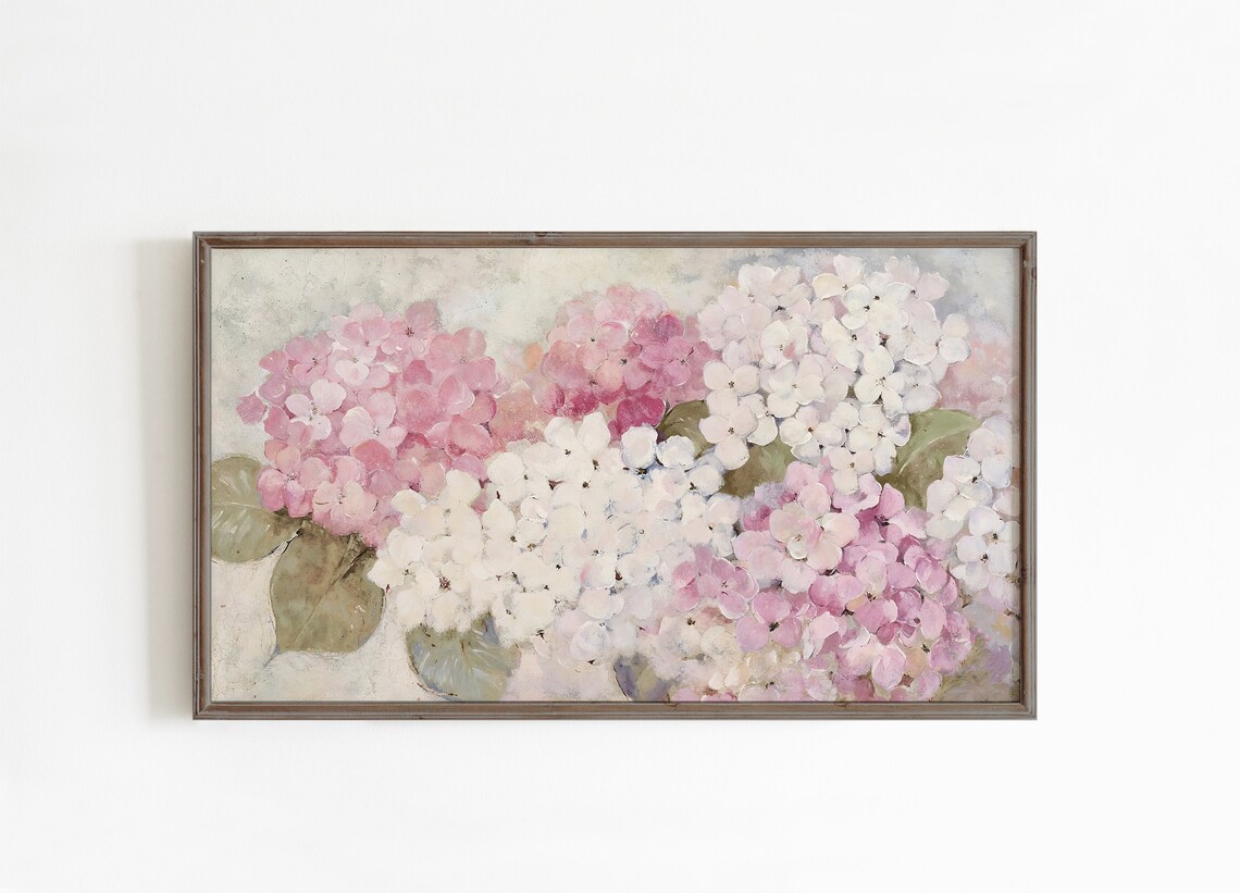 White And Pink Hydrangea Art Print, Modern Floral - Image 2