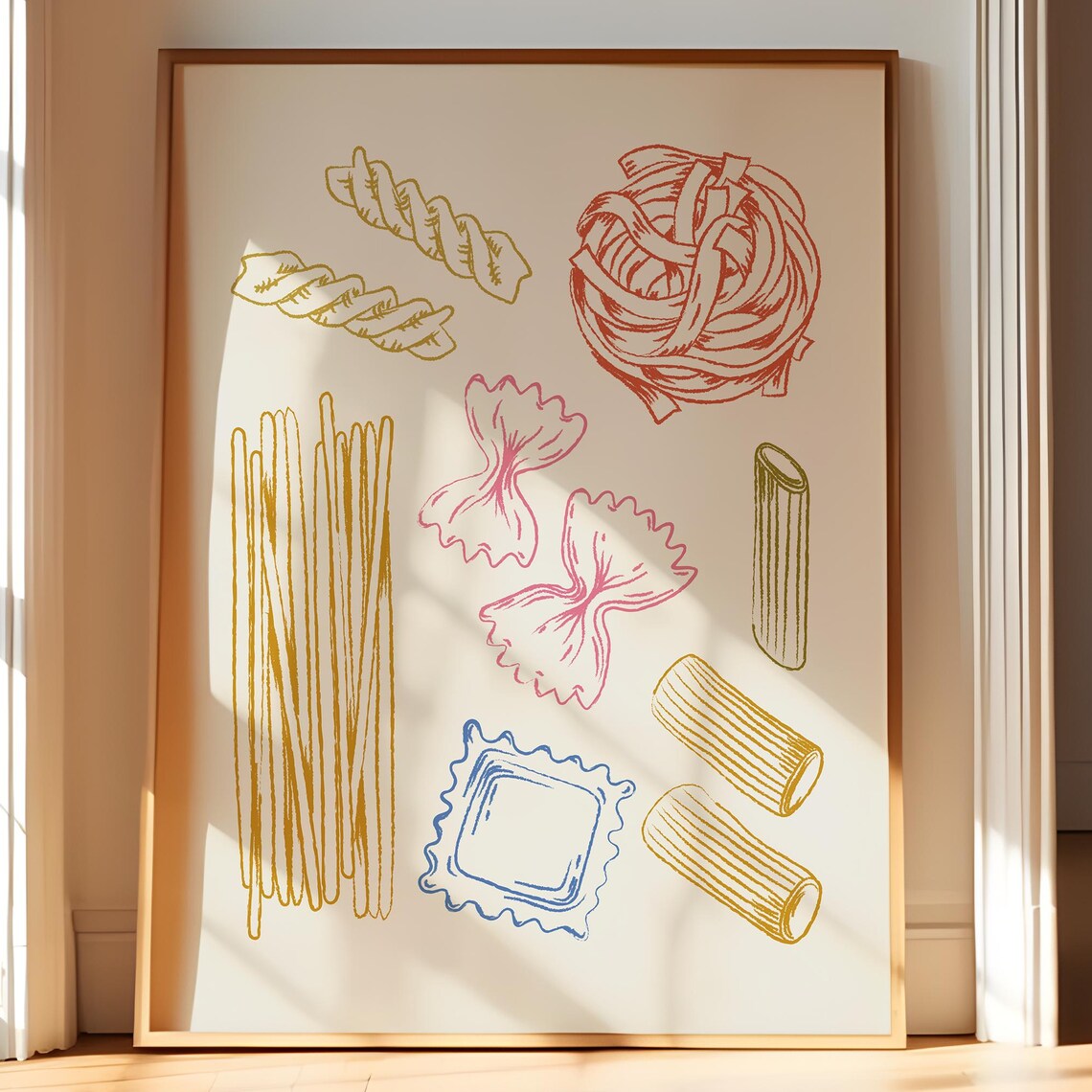 Pasta Illustration For Lovers Kitchen Poster Print