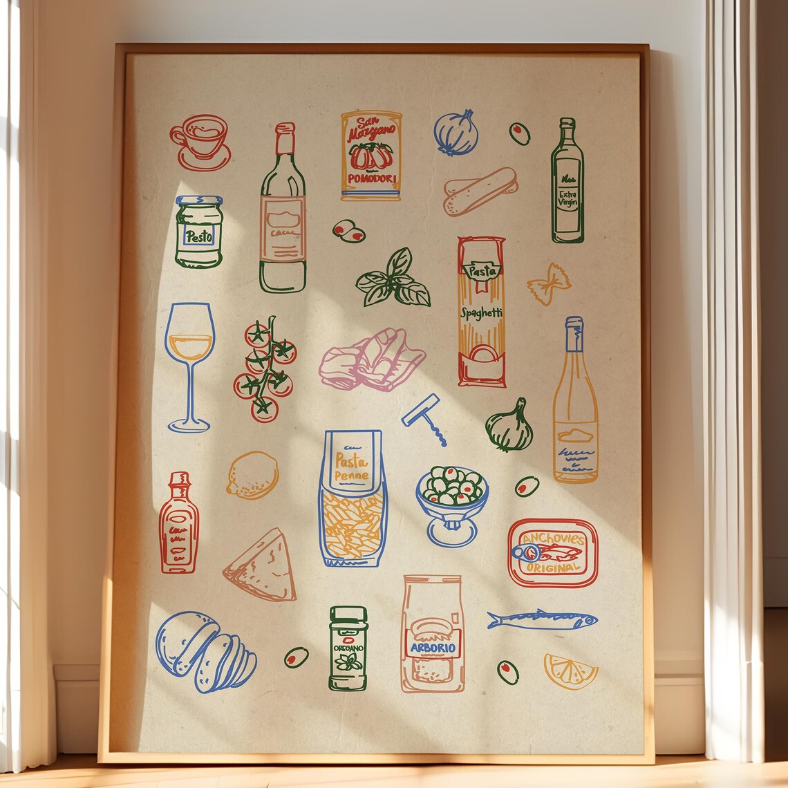 Italian Pantry Travel Poster, Kitchen Wall Art
