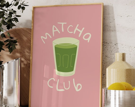 Cute Matcha Print Pink Kitchen Decor Matcha Wall Art Coffee Bar Decor Trendy Matcha Poster Green Tea Art Print 1 Print