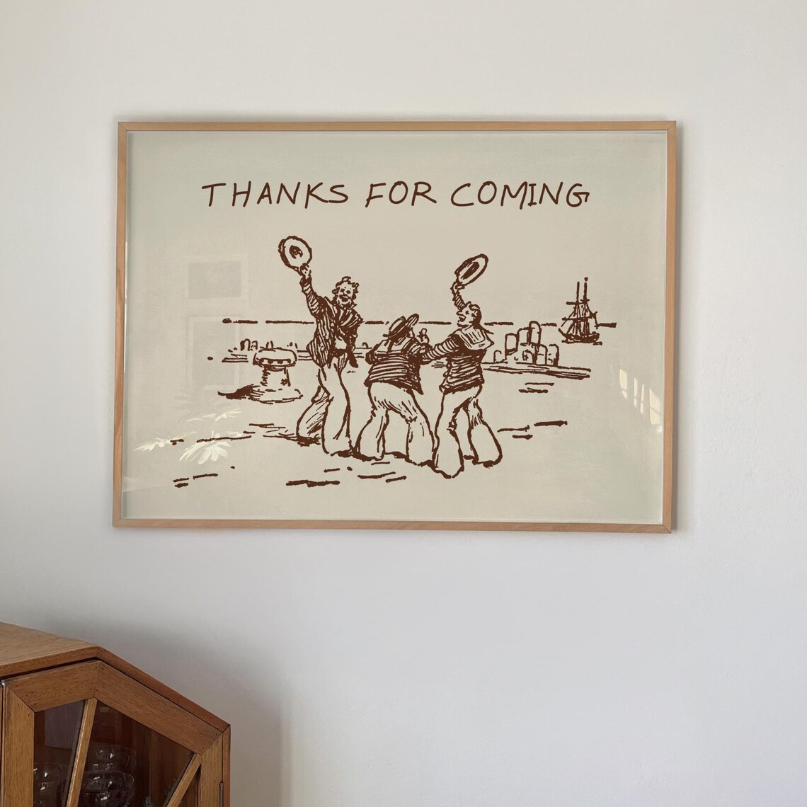 Thanks For Coming Vintage Sailor Goodbye Sketch Nautical Art Poster