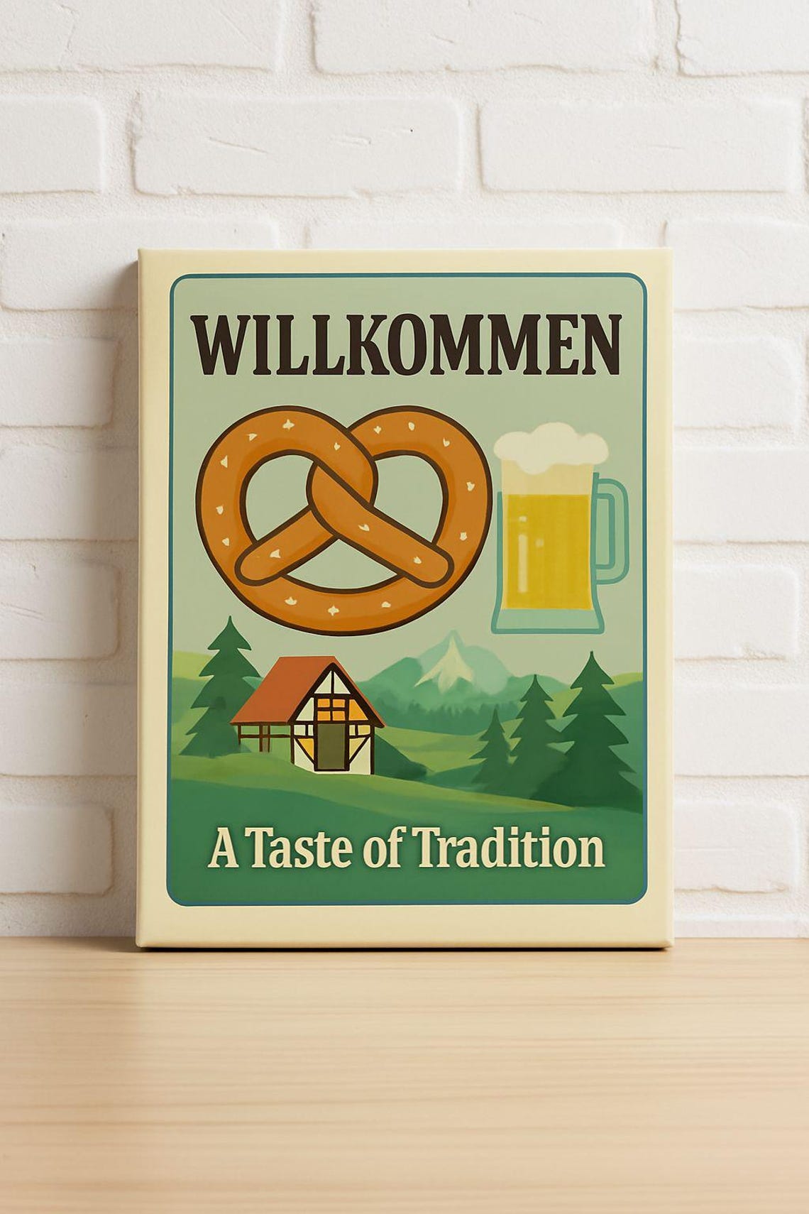Willkommen German Pretzel Beer Taste of Tradition Kitchen Poster