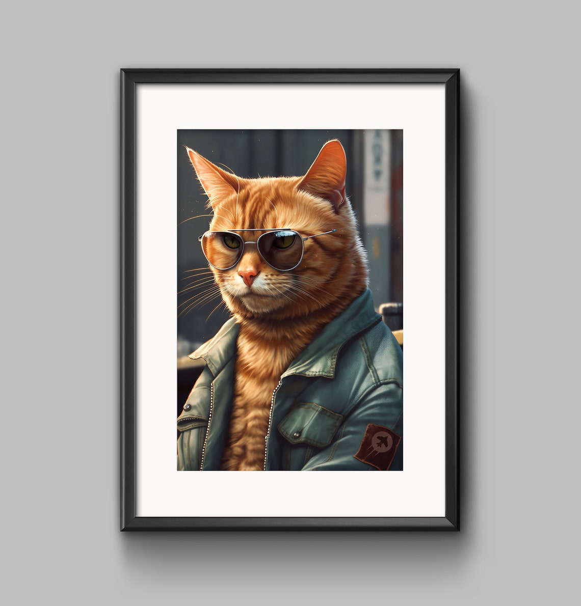 Cool Orange Cat in Aviator Sunglasses and Flight Jacket Poster - Image 2