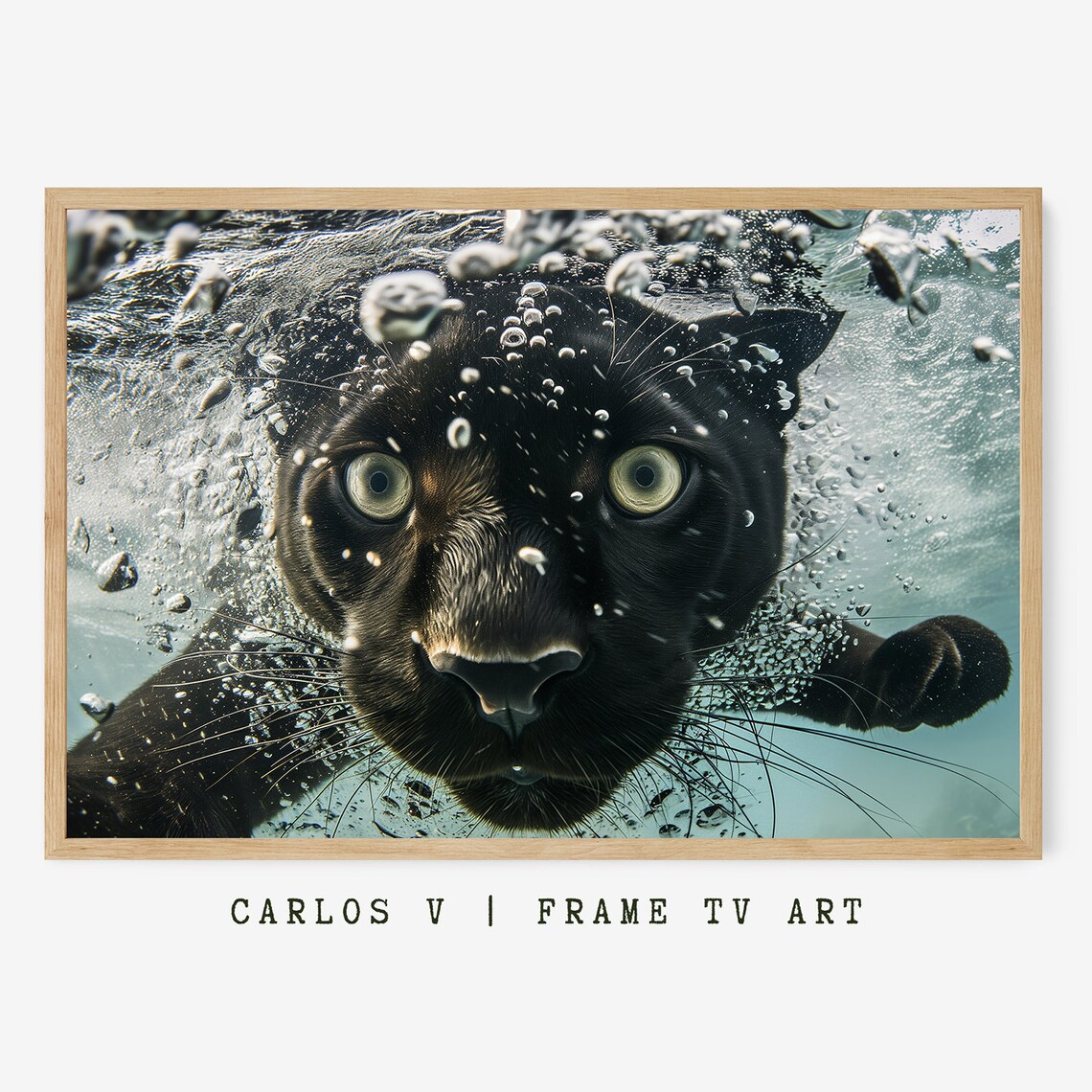 Black Panther Underwater Illustration, Aquatic Wildlife