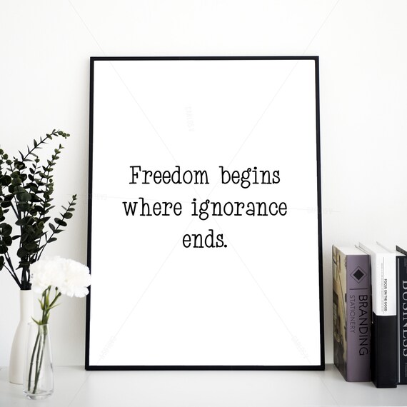 Victor Hugo Freedom Begins Where Ignorance Ends Inspirational Quote Wall Art