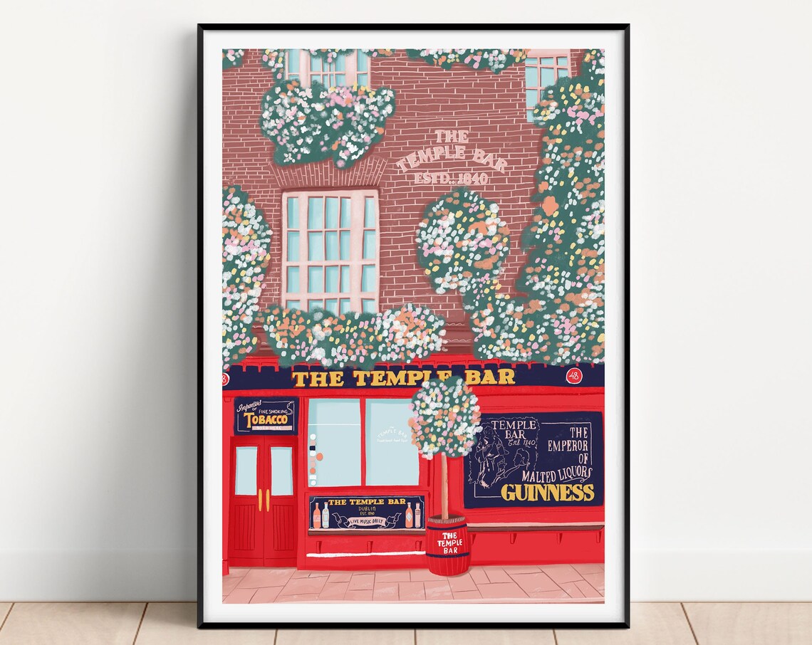 Dublin Ireland Vintage Travel Poster, Temple Bar - Image 2