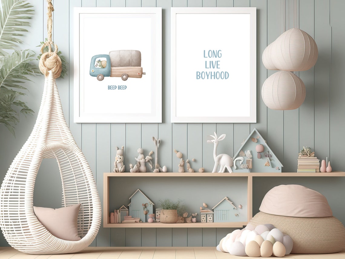 Nursery Watercolour Truck Art Boys Room Truck Art Print Transportation Decor Blue Truck Print Turtle Baby Room Decor Animal Art - Image 4