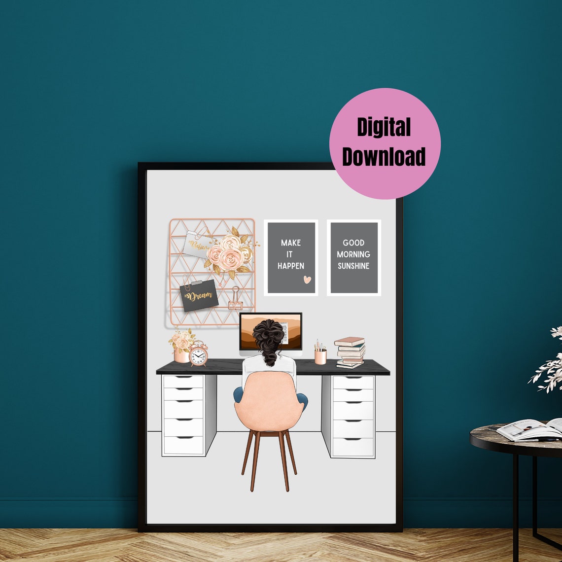 Make It Happen Good Morning Sunshine Girl Boss Office Desk Print - Image 3