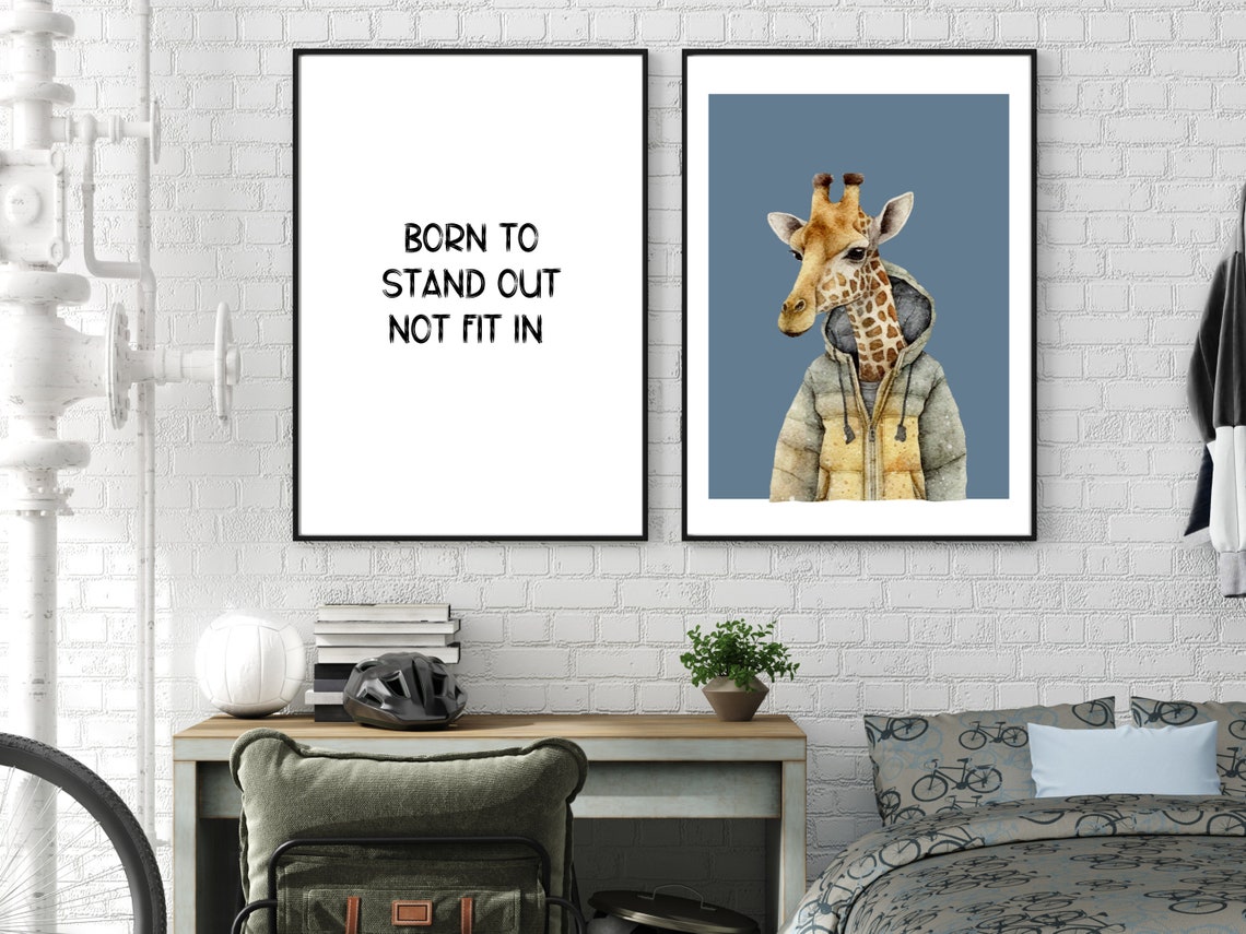 Cute Giraffe in Winter Puffer Jacket Watercolor Nursery Art Print - Image 2