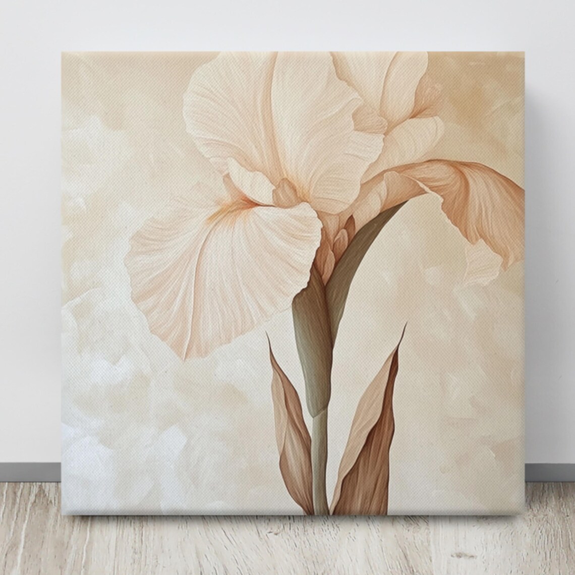Beige Iris Flower Elegant Petals Cream Botanical Painting Print - Image 4
