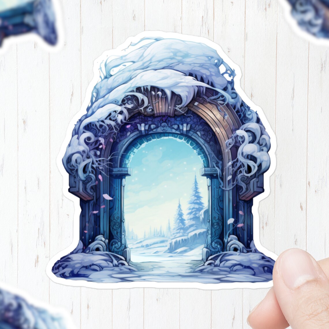 Snowy Magical Portal Archway Ice Gate Winter Fantasy Sticker Decal