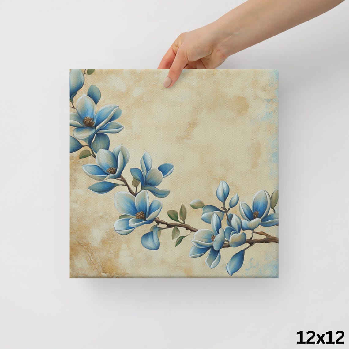 Blue Magnolia Vine Blossoms Vintage Botanical Floral Art Poster - Image 2