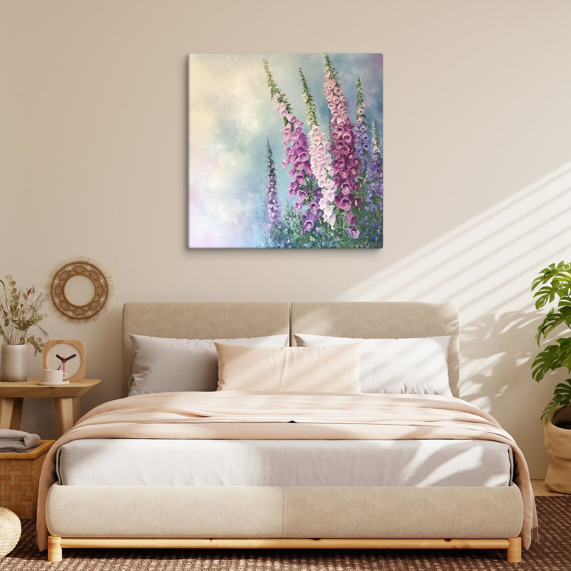 Purple Pink Foxglove Tall Spires Dreamy Blue Sky Cottage Garden Poster - Image 4