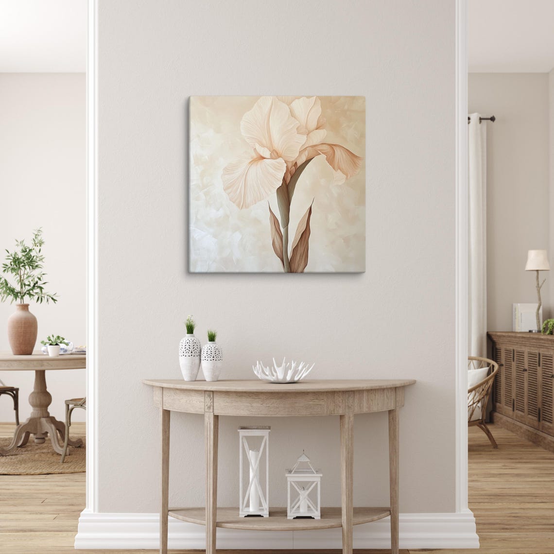 Beige Iris Flower Elegant Petals Cream Botanical Painting Print - Image 5