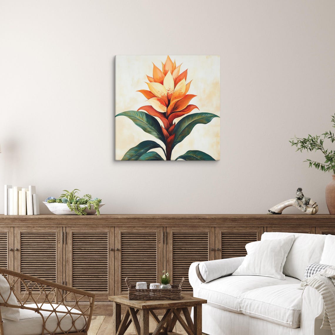 Orange Guzmania Bromeliad Bloom Tropical Flower Botanical Art Poster - Image 5