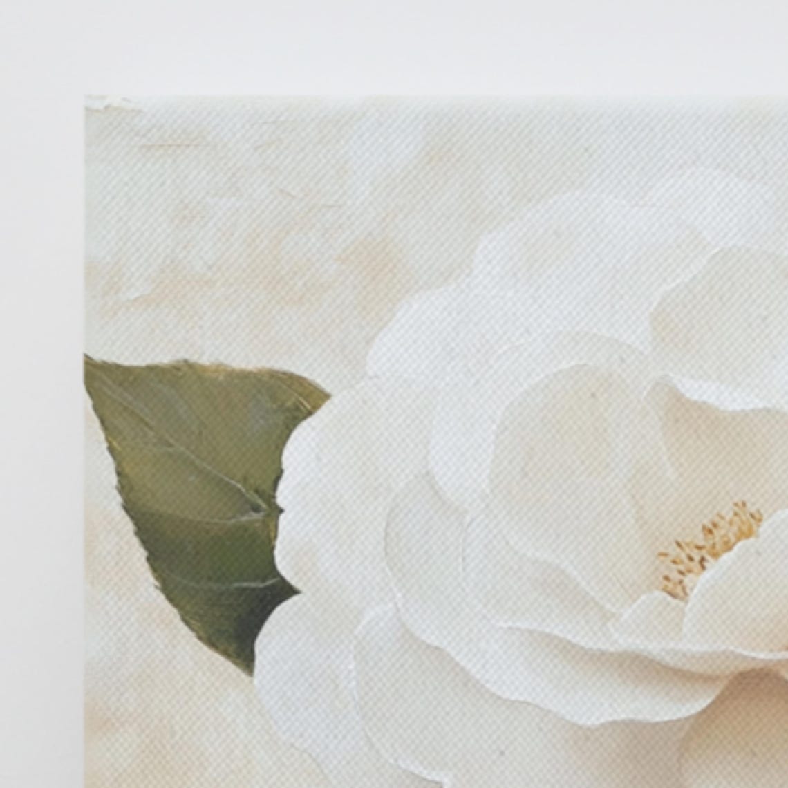 Elegant White Camellia Flower Painting on Cream Botanical Print - Image 3