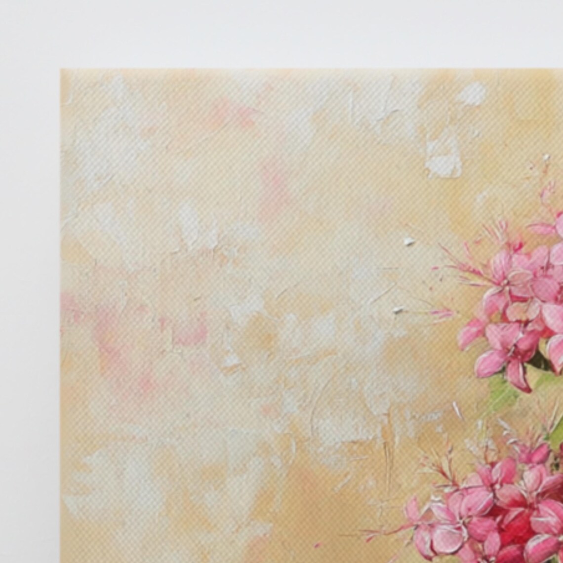 Pink Pentas Flower Clusters Warm Beige Floral Painting Wall Art - Image 3