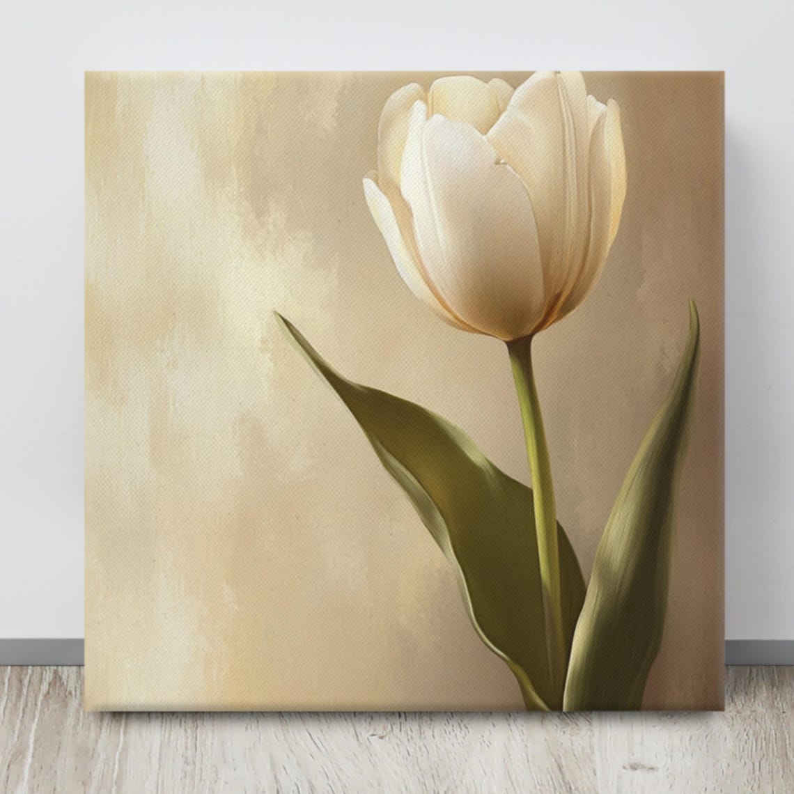 Ivory Cream Tulip Single Bloom Warm Beige Minimal Floral Poster - Image 4