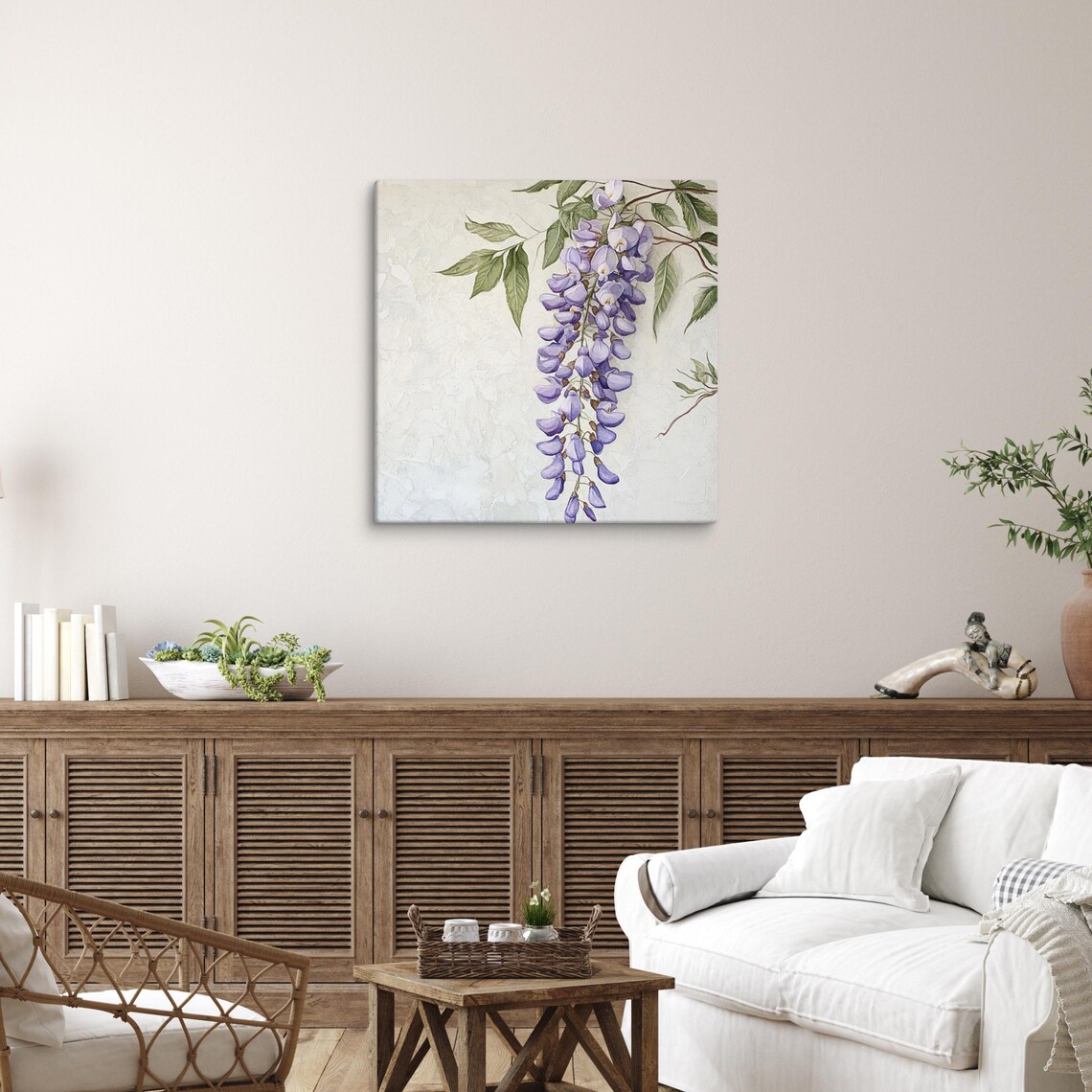 Purple Wisteria Blossom Cascade Vintage Painting Wall Art Poster - Image 5