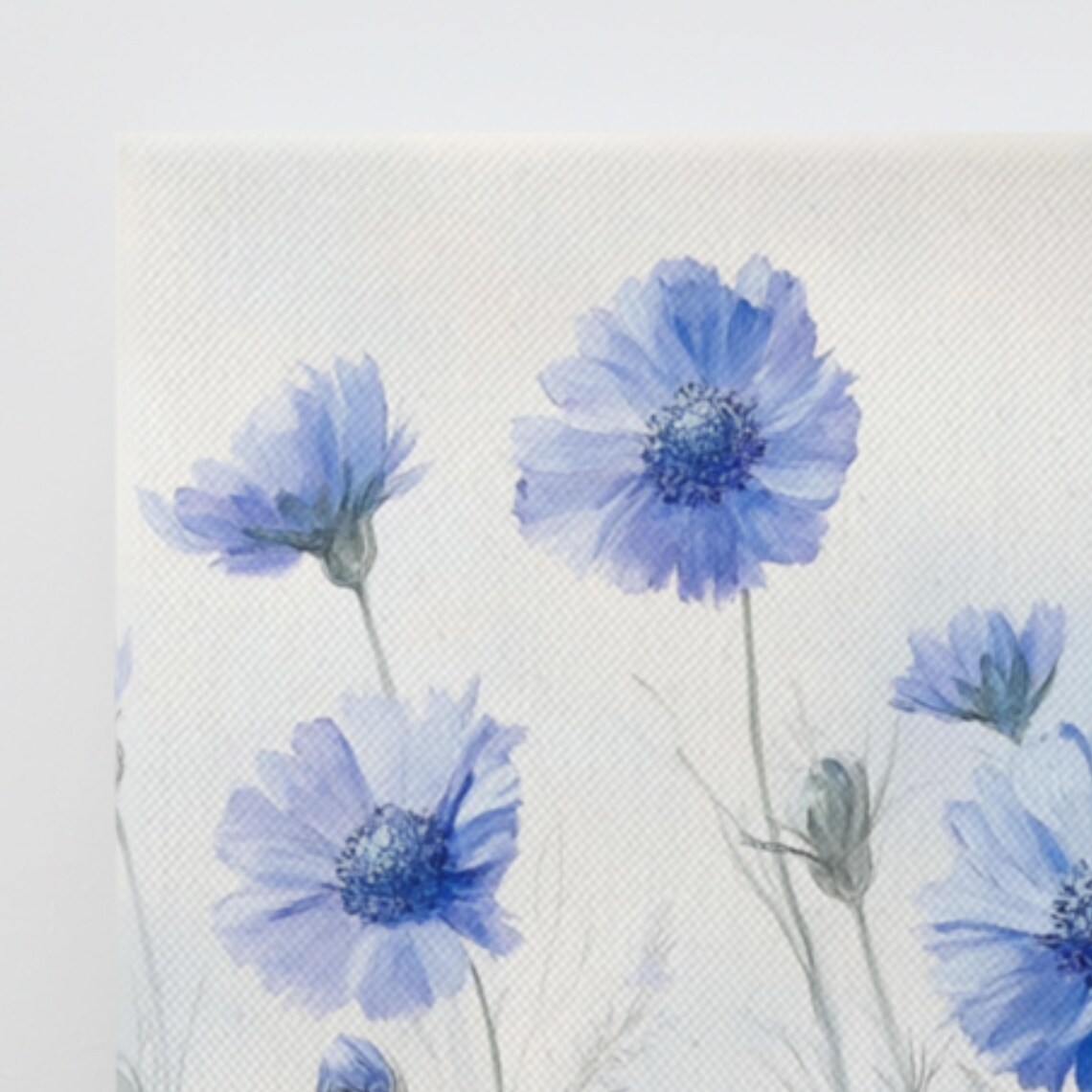 Blue Cornflower Wildflowers Airy Watercolor Floral Print Poster - Image 3