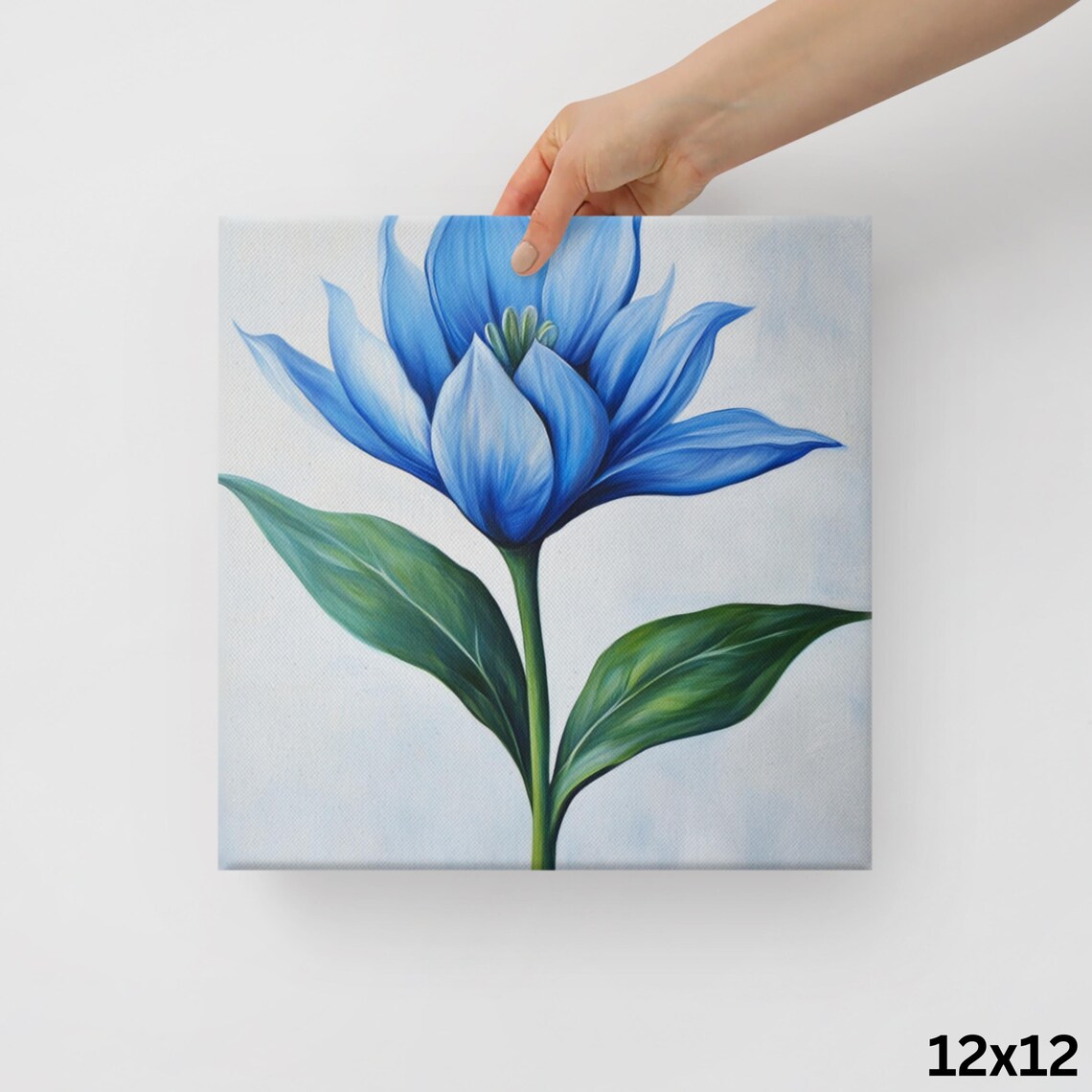 Blue Star Flower Bloom Minimalist Botanical Painting Art Poster - Image 2