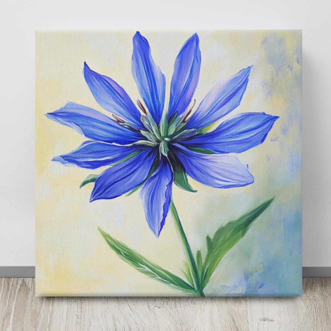 Blue Star Shaped Wildflower Single Bloom Botanical Floral Art Poster - Image 4