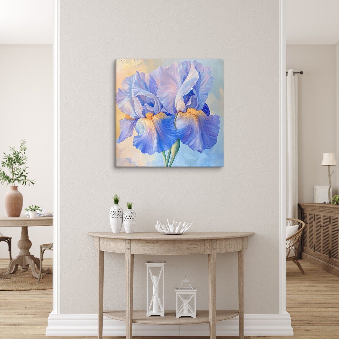 Blue Purple Iris Flower Close-Up Impressionist Bloom Art Poster - Image 4