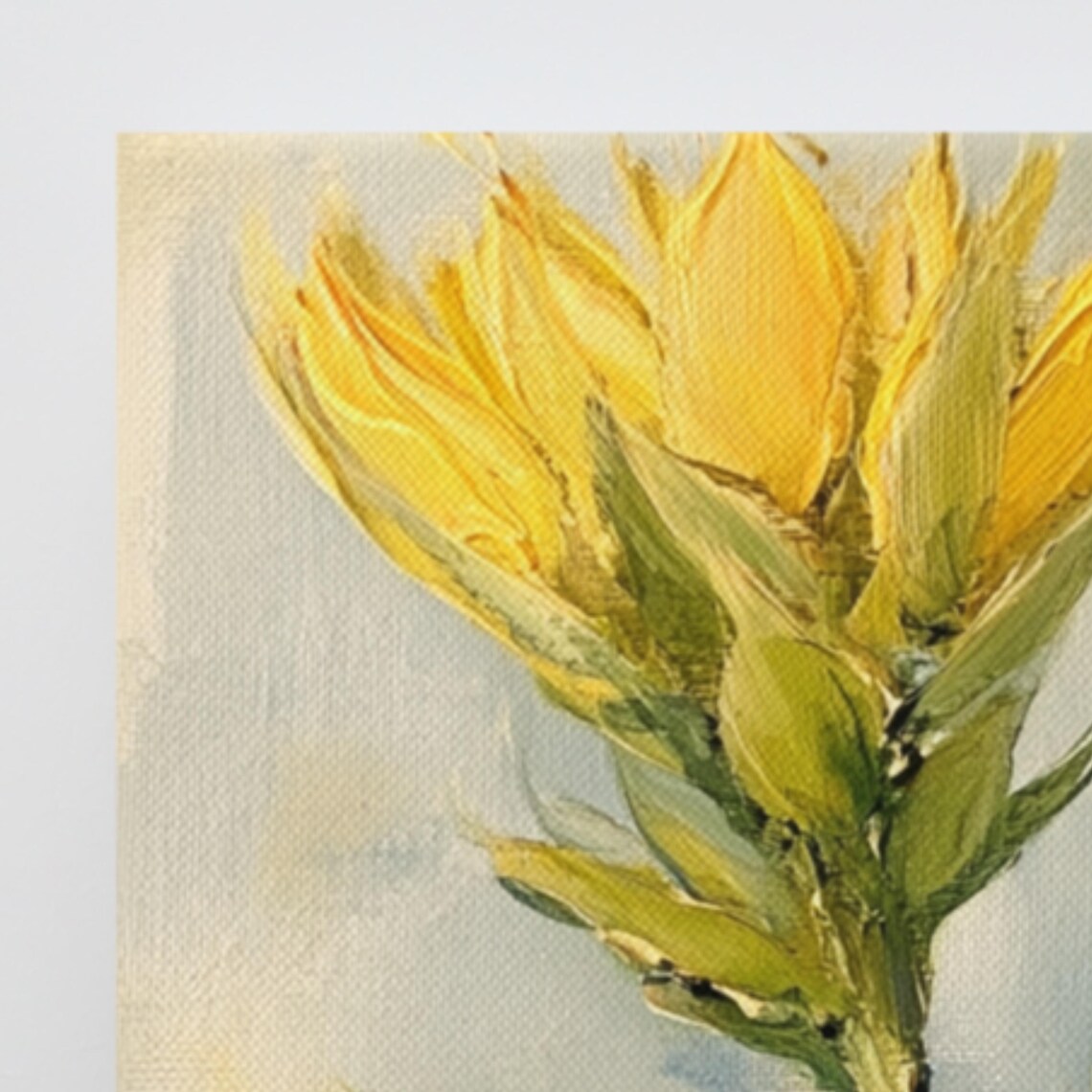 Yellow Brittlebrush Desert Flower Pale Blue Grey Floral Poster - Image 3
