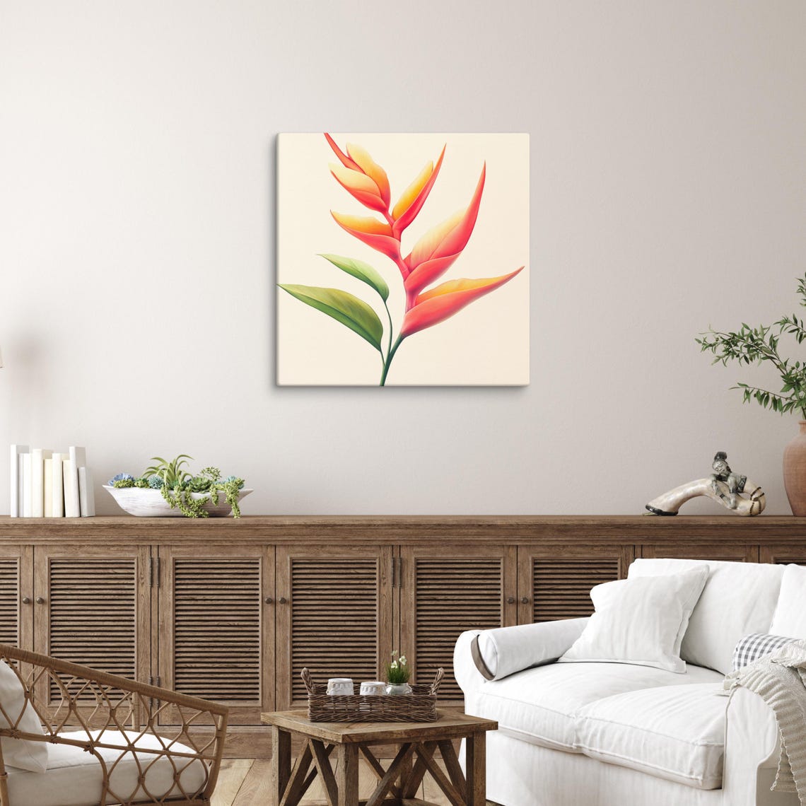 Red Orange Heliconia Lobster Claw Tropical Flower Print Poster - Image 3