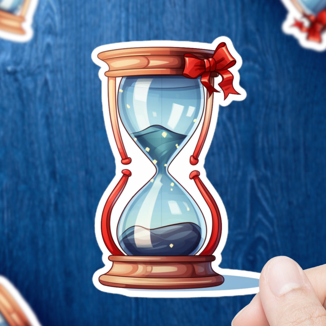 Christmas Hourglass Sticker Red Bow Holiday Time Vinyl Decal Sticker